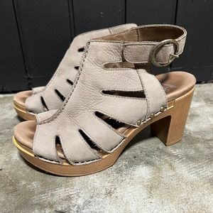 Dansko Tan Leather Heeled Sandals